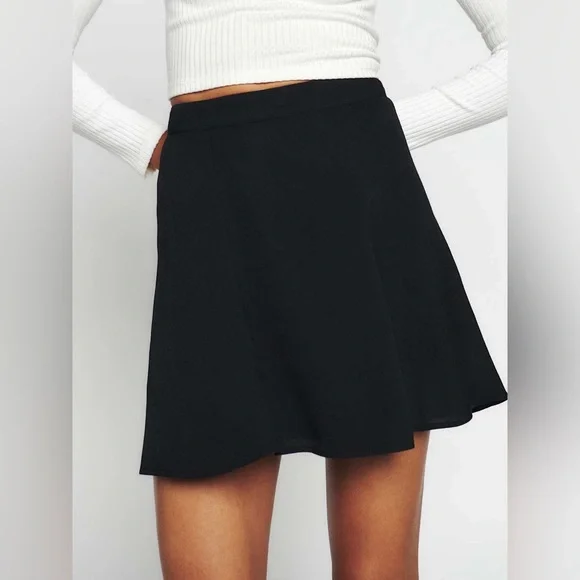 Reformation Black Mini Flounce Skirt - Picture 2 of 6